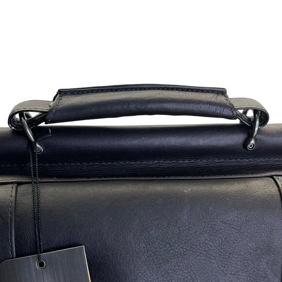 Solo Black Leather Adjustable Strap Multiple Compartments Portfolio Bag - New - Picture 13 of 14